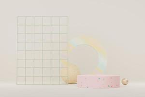 3d abstract background Terrazzo podium for product presentation and brand advertising with shadow of leave. Empty scene for mock up. photo