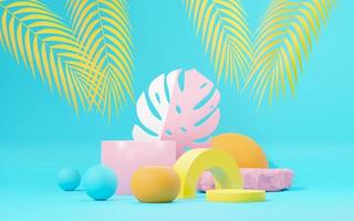 3d render abstract display podium platform for  product presentation and advertising. Minimal scene backdrop with clean design. Vacant pedestal for mock up. Empty stage with pastel color for cosmetic. photo
