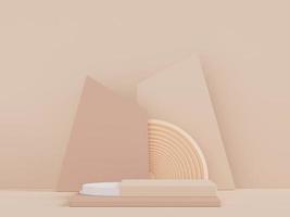 Podium for product placement with Retro modern and contemporary design. 3d rendering minimal scene for mock up and showing brand. Pedestal platform for cosmetic advertise. Various of arch simple. photo