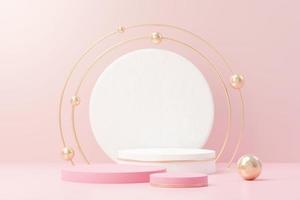 3d render abstract display podium platform for  product presentation and advertising. Minimal scene backdrop with clean design. Vacant pedestal for mock up. Empty stage with pastel color for cosmetic. photo