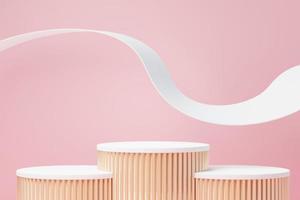 3d render abstract display podium platform for  product presentation and advertising. Minimal scene backdrop with clean design. Vacant pedestal for mock up. Empty stage with pastel color for cosmetic. photo