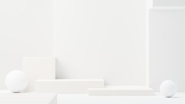 3d render abstract display podium platform for  product presentation and advertising. Minimal scene backdrop with clean design. Vacant pedestal for mock up. Empty stage with pastel color for cosmetic. photo