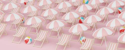 3d render of Abstract minimal beach bench seamless pattern on pastel background for web banner or mock up. Summer time season for vacation concept. photo