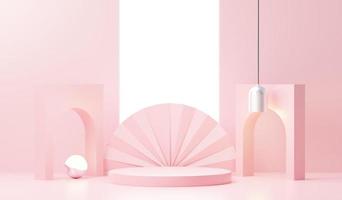3d render abstract display podium platform for  product presentation and advertising. Minimal scene backdrop with clean design. Vacant pedestal for mock up. Empty stage with pastel color for cosmetic. photo
