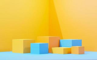 3d render abstract display podium platform for  product presentation and advertising. Minimal scene backdrop with clean design. Vacant pedestal for mock up. Empty stage with pastel color for cosmetic. photo