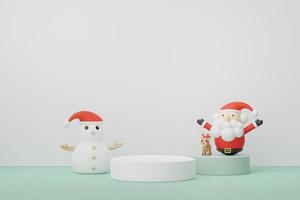 Podio de visualización 3d para presentación de productos y cosméticos con concepto de feliz navidad y feliz año nuevo. geométrico moderno. plataforma para maquetas y mostrar la marca. diseño minimalista y limpio. foto