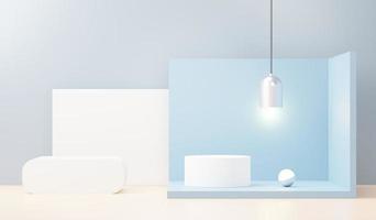 3d render abstract display podium platform for  product presentation and advertising. Minimal scene backdrop with clean design. Vacant pedestal for mock up. Empty stage with pastel color for cosmetic. photo