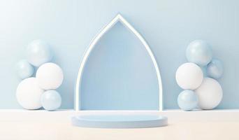 3d render abstract display podium platform for  product presentation and advertising. Minimal scene backdrop with clean design. Vacant pedestal for mock up. Empty stage with pastel color for cosmetic. photo