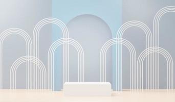3d render abstract display podium platform for  product presentation and advertising. Minimal scene backdrop with clean design. Vacant pedestal for mock up. Empty stage with pastel color for cosmetic. photo