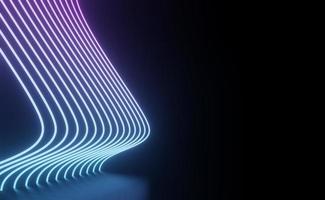 3d render of RGB neon light on darkness background. Abstract Laser lines show at night. Ultraviolet spectrum beam scene photo