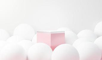 3d render abstract display podium platform for  product presentation and advertising. Minimal scene backdrop with clean design. Vacant pedestal for mock up. Empty stage with pastel color for cosmetic. photo
