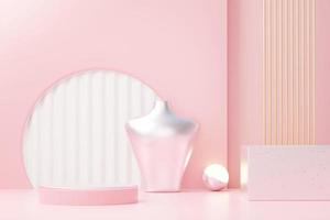 3d render abstract display podium platform for  product presentation and advertising. Minimal scene backdrop with clean design. Vacant pedestal for mock up. Empty stage with pastel color for cosmetic. photo