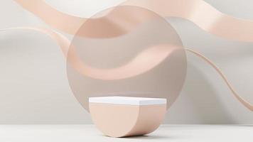3d render abstract display podium platform for  product presentation and advertising. Minimal scene backdrop with clean design. Vacant pedestal for mock up. Empty stage with pastel color for cosmetic. photo