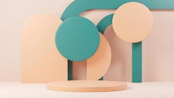 3d render abstract display podium platform for  product presentation and advertising. Minimal scene backdrop with clean design. Vacant pedestal for mock up. Empty stage with pastel color for cosmetic. photo