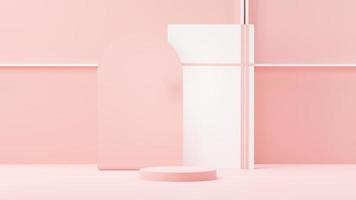 3d render abstract display podium platform for  product presentation and advertising. Minimal scene backdrop with clean design. Vacant pedestal for mock up. Empty stage with pastel color for cosmetic. photo