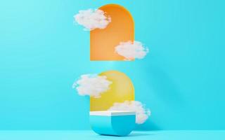 3d render abstract display podium platform for  product presentation and advertising. Minimal scene backdrop with clean design. Vacant pedestal for mock up. Empty stage with pastel color for cosmetic. photo