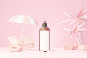 3d render of blank cosmetics skincare product or packaging for mock up. Beauty soap and spa concept. Lotion oil moisture for skin health. Premium and luxury design for branding. photo