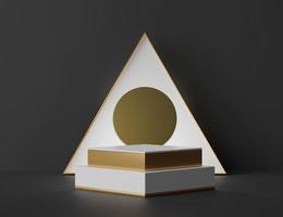 3d rendering geometric forms. Blank podium display in white marble color. Minimalist pedestal or showcase scene for present product and mock up. photo