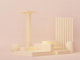 3d render of minimal display podium design for mock up and product presentation. Pedestal stage with pastel color scene. Trendy design for mock up and web banner. photo