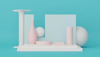 Podio de presentación 3d para presentación de productos y cosméticos. escena mínima para publicidad. fondo limpio abstracto para banner web y maqueta. formas geométricas simples. foto