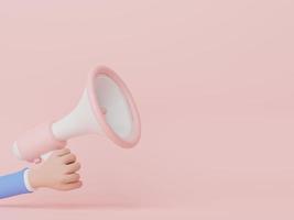 3d render of megaphone with speech bubble and copy space for mock up and web banner. photo
