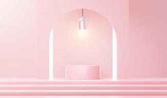 3d render abstract display podium platform for  product presentation and advertising. Minimal scene backdrop with clean design. Vacant pedestal for mock up. Empty stage with pastel color for cosmetic. photo