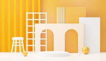 3d render abstract display podium platform for  product presentation and advertising. Minimal scene backdrop with clean design. Vacant pedestal for mock up. Empty stage with pastel color for cosmetic. photo