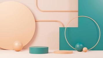 3d render abstract display podium platform for  product presentation and advertising. Minimal scene backdrop with clean design. Vacant pedestal for mock up. Empty stage with pastel color for cosmetic. photo