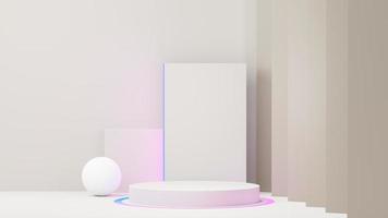 3d render abstract display podium platform for  product presentation and advertising. Minimal scene backdrop with clean design. Vacant pedestal for mock up. Empty stage with pastel color for cosmetic. photo