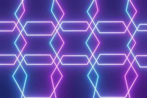 3d render of RGB neon light on darkness background. Abstract Laser lines show at night. Ultraviolet spectrum beam scene photo