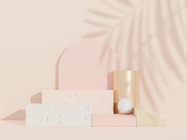 3d abstract background Terrazzo podium for product presentation and brand advertising with shadow of leave. Empty scene for mock up. photo