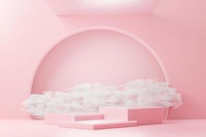 3d render abstract display podium platform for  product presentation and advertising. Minimal scene backdrop with clean design. Vacant pedestal for mock up. Empty stage with pastel color for cosmetic. photo