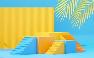 3d render abstract display podium platform for  product presentation and advertising. Minimal scene backdrop with clean design. Vacant pedestal for mock up. Empty stage with pastel color for cosmetic. photo