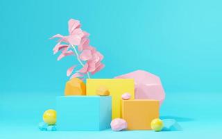 3d render abstract display podium platform for  product presentation and advertising. Minimal scene backdrop with clean design. Vacant pedestal for mock up. Empty stage with pastel color for cosmetic. photo
