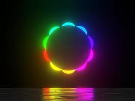 3d render of RGB neon light on darkness background. Abstract Laser lines show at night. Ultraviolet spectrum beam scene photo