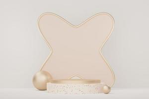 3d abstract white platform showcase for product and cosmetic presentation with terrazzo idea concept. Minimal Podium for mock up and advertising. Render geometric design scene for web banner. photo