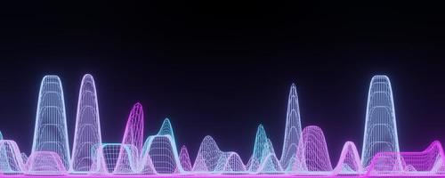 3d render of RGB neon light on darkness background. Abstract Laser lines show at night. Ultraviolet spectrum beam scene photo