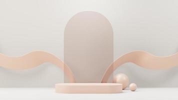 3d render abstract display podium platform for  product presentation and advertising. Minimal scene backdrop with clean design. Vacant pedestal for mock up. Empty stage with pastel color for cosmetic. photo