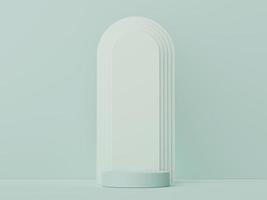 3d render of Abstract minimal  display podium for showing products, cosmetic presentation and mock up. Showcase scene with pastel earth tone background. Illuminated simple geometric shapes. photo