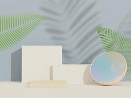 3d abstract background Terrazzo podium for product presentation and brand advertising with shadow of leave. Empty scene for mock up. photo