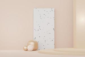 3d abstract white platform showcase for product and cosmetic presentation with terrazzo idea concept. Minimal Podium for mock up and advertising. Render geometric design scene for web banner. photo