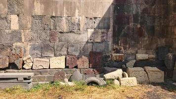 Stone artifacts in Gndevank monastery, Armenia. Historical sightseeing landmarks in Armenia