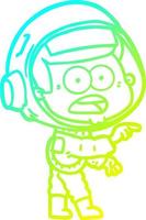 cold gradient line drawing cartoon surprised astronaut vector