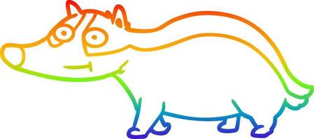 rainbow gradient line drawing cartoon friendly badger vector