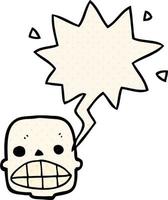 cartoon skull and speech bubble in comic book style vector