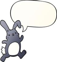 cartoon rabbit running and speech bubble in smooth gradient style vector