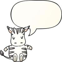 cute cartoon zebra and speech bubble in smooth gradient style vector