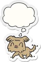 cartoon dog and thought bubble as a printed sticker vector