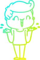 cold gradient line drawing cartoon laughing boy vector