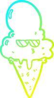 cold gradient line drawing cartoon cool ice cream vector